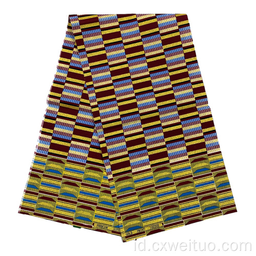 100% Polyester Gold Printed African Fabric